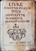 Livre
                  d'arithmétique Bardonnèche 1743, libro aritmetica
                  bardonecchia 1743